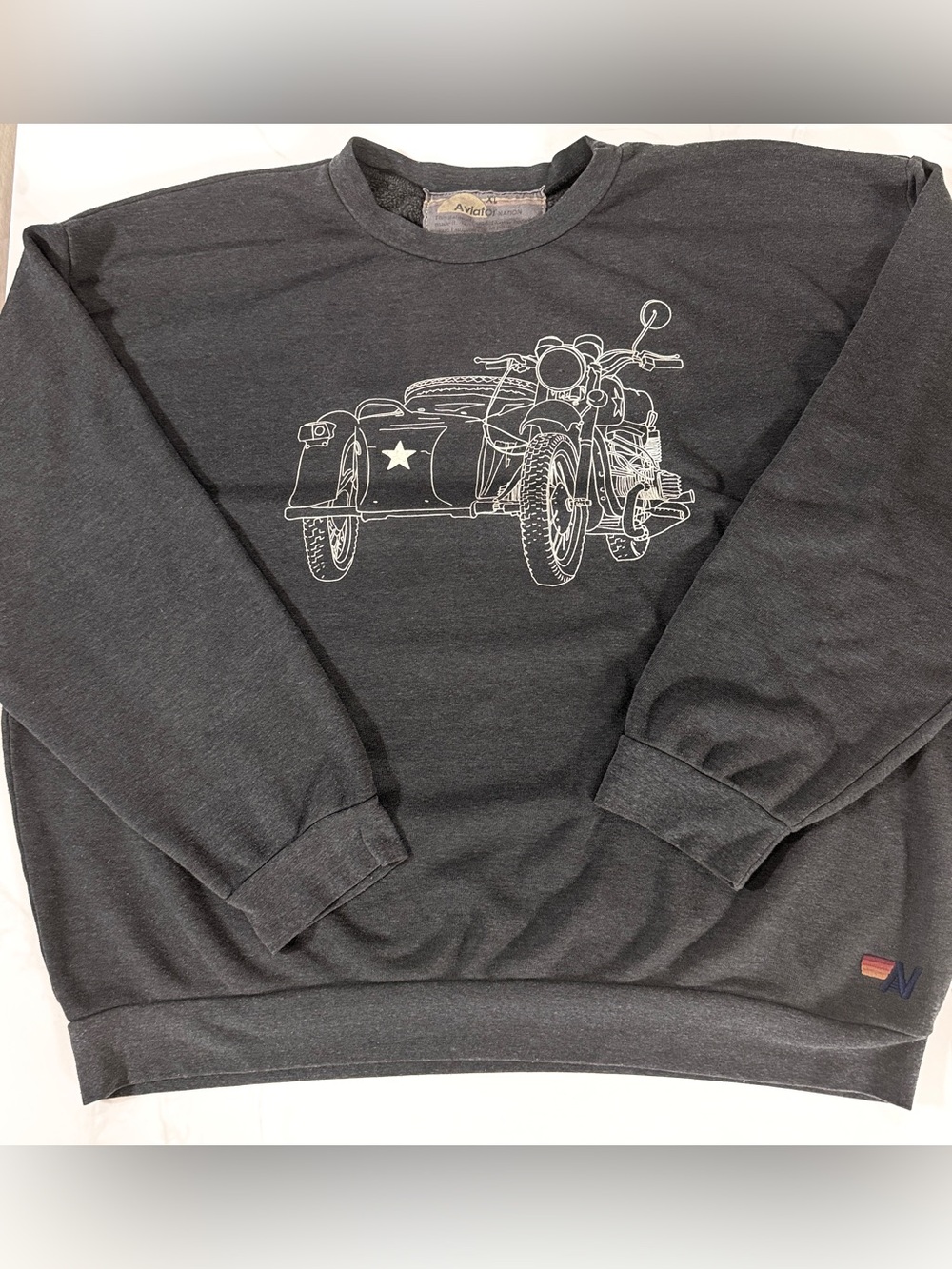 Aviator Nation Men's Garden State Charcoal Motorcycle Graphic Sweatshirt